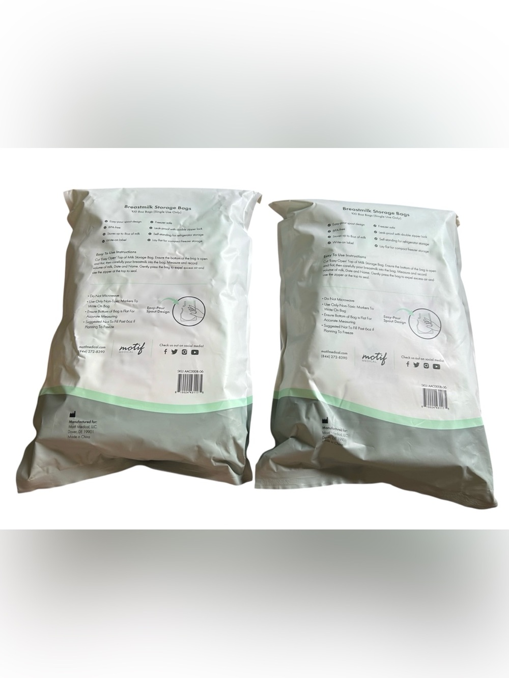 2 Packs Motif Medical Breastmilk Storage Bags 200 Total BPA Free NEW - Picture 2 of 3